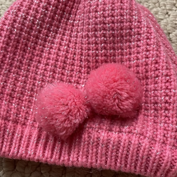 CARTERS UEC Lot of 2 girls winter hats beanies pink white used knit Sherpa - Picture 4 of 9